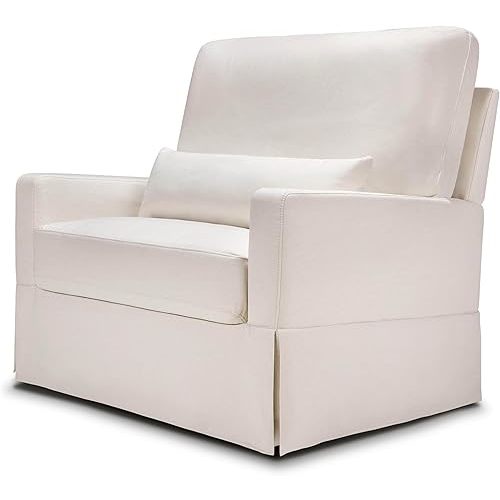 Namesake Crawford Pillowback Chair and a Half Comfort Swivel Glider in Performance Cream Eco-Weave, Water Repellent & Stain Resistant, Greenguard Gold & CertiPUR-US Certified