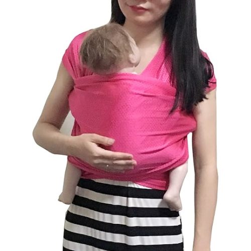 Baby Wrap Sling Carrier for Newborn, Infant, Toddler, Kid | Breathable Lightweight Stretch Mesh Water Sling | Nice for Summer, Pool, Beach, Swimming | Perfect Shower Gift Rose