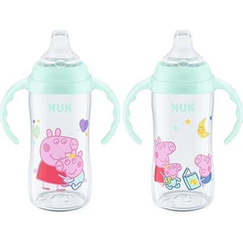 NUK Learner Cup, 10 Oz, Pack of 2, Minnie Mouse – Soft Spout, Easy-Grip Handles, BPA Free, Spill Proof Transition Sippy Cup