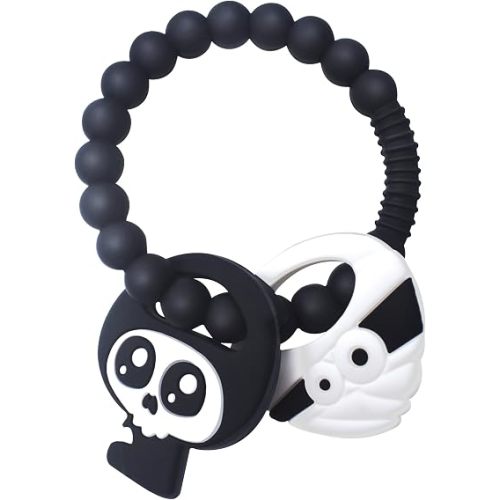 BIGSPINACH Mummy Teether and Cute Grim Reaper Ring Teether Halloween Activities Designed with a Bumpy Ring for Soothing and Ease of Grabbing