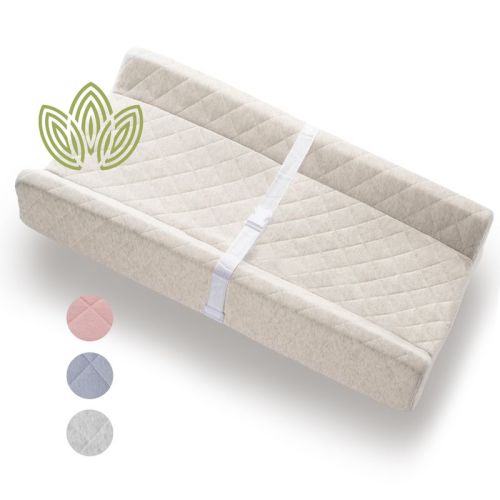 Modera Organic Cotton Contoured Baby Changing Pad w/ Waterproof Foam Mattress, Includes Soft Removable & Washable Cover, Safety Strap, Non-Slip Bottom