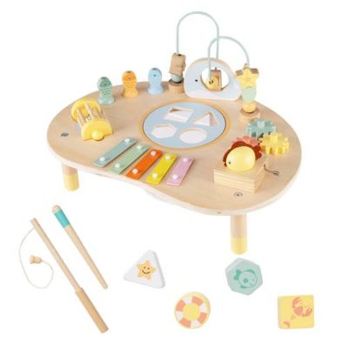 Costway 7-in-1 Toddler Activity Table with Bead Maze, Fishing Game, Xylophone, Music Box