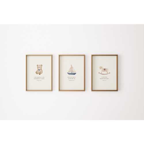Biblical Affirmations Nursery Prints: Vintage Christian Decor (Set of 3) (Digital Download)