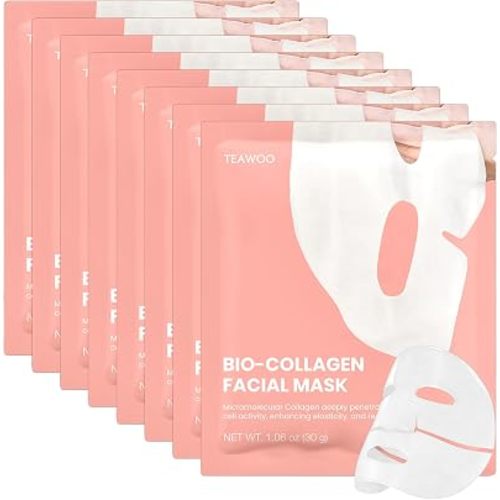 Bio-Collagen Facial Mask 8 EA, Hydrating & Soothing Hydrogel Face Mask