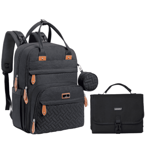 BabbleRoo Original Bag Backpack, Large 26L Waterproof Baby Bag with Premium Changing Pad Set, Insulated Bottle Pockets & Stroller Straps, Black