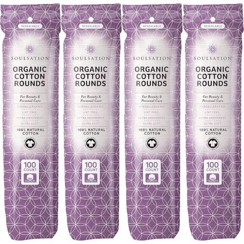 Organic Cotton Rounds, 400 Count - Makeup Remover Pads for Face, Lint-Free