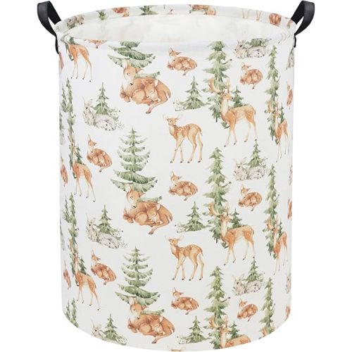 HIYAGON Deer Baby Laundry Basket - Kids Hamper & Toy Bin Organizer for Nursery & Home