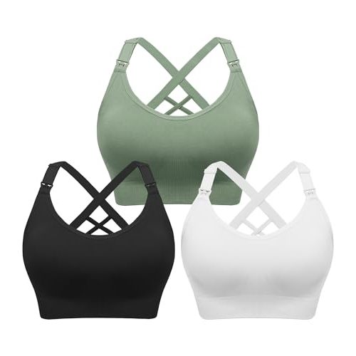 Angelhood Nursing Bras for Breastfeeding, Seamless Nursing Sports Bra Support Yoga Maternity Bras Pregnancy Sleep Bralette