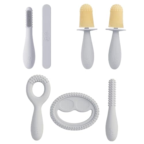 ezpz Pre-Feeding Bundle 3m+ Pewter – Tiny Pops, Oral Tools & Baby-Led Toothbrush Essentials