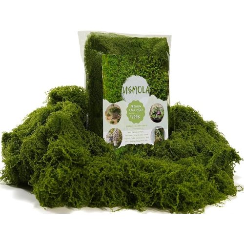 USMOLA 3.5OZ Fake Moss for Plants Indoor - Artificial Moss for Table Centerpieces, Fairy Gardens, Terrariums - Realistic Faux Grass for Wedding Christmas Party Decor (Natural Green)