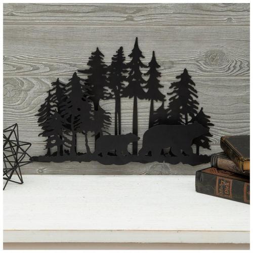 Black Bears In Forest Metal Wall Decor
