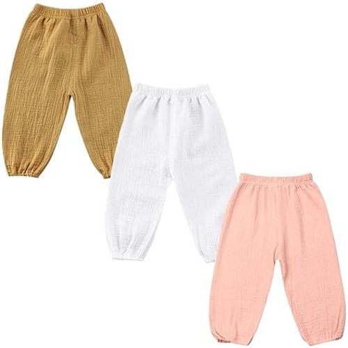 Toddler Baby Boy Girl Cotton Linen Joggers Pants Elastic Basic Long Pants Harem Bloomers Infant Kid Fall Clothes