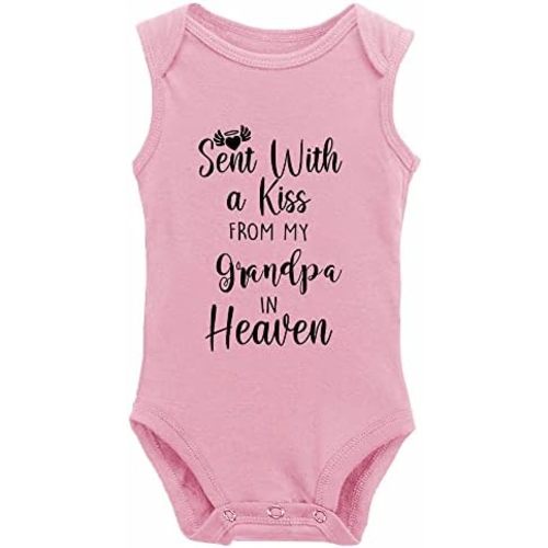 Baby Onesie,Sent with A Kiss from My Grandpa in Heaven-Newborn Infant Baby Bodysuit White Long Sleeve 0-24 Months