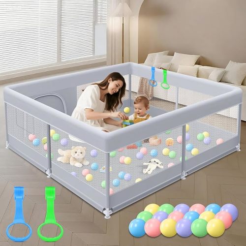 Amazon.com : XVISHX Baby Playpen 50 x 50 Inch Play Pen Playards, Playpen for Babies and Toddlers, Baby Playard for Indoor & Outdoor Active Center Game Fence, with Skin-Friendly Fabric and Soft Breathable Mesh Grey : Baby
