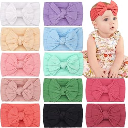 Super Stretchy Soft Knot Headbands with Hair Bows Head Wrap Hair Accessories For Newborn Baby Girls Infant Toddlers Kids