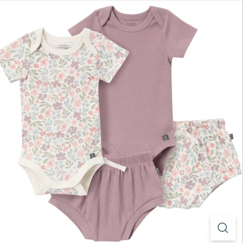 4-Piece Baby Girls Ivory Garden Short Sleeve Bodysuits and Shorts Set – Gerber Childrenswear