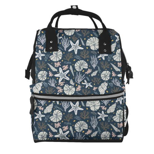 Xecao Sea Shells 1 print Large Capacity Nappy Bag is a multi-functional waterproof travel backpack, perfect as a nursing bag or mummy backpack for women