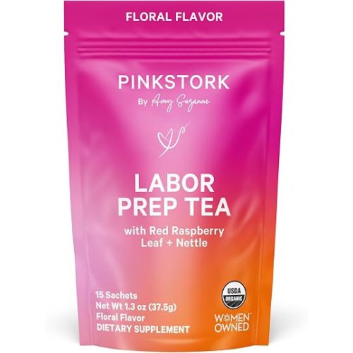 Pink Stork Organic Labor Prep Tea, Red Raspberry Leaf, Floral, 30 Cups