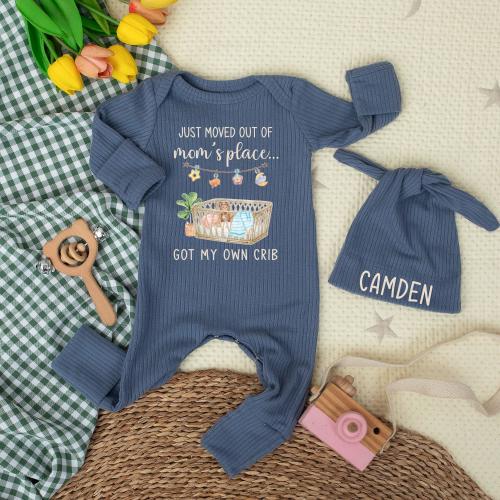 Just Moved Out of Mom's Place Baby Bodysuit, Got My Own Crib Romper, Custom Newborn Outfit, Coming Home Gift, Baby Shower Gift, Baby Reveal