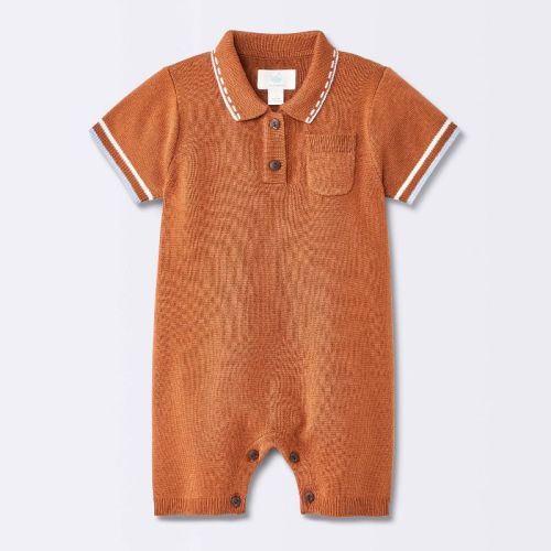 Baby Boys' Polo Sweater Romper - Cloud Island™ Copper 3-6M
