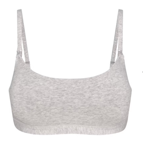 COTTON JERSEY MATERNITY NURSING SCOOP BRALETTE | LIGHT HEATHER GREY