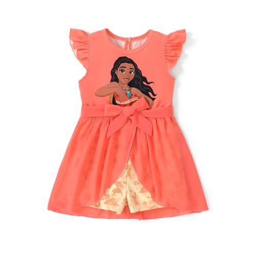 Disney Princess Frozen Elsa Minnie Mouse Stitch Toddler Girl Romper With Skirt Overlay Summer Jumpsuit with Bow 2-6 Years