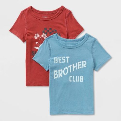 Toddlers' 2pk Adaptive Short Sleeve Graphic T-Shirt - Cat & Jack™ Red/Blue 3T