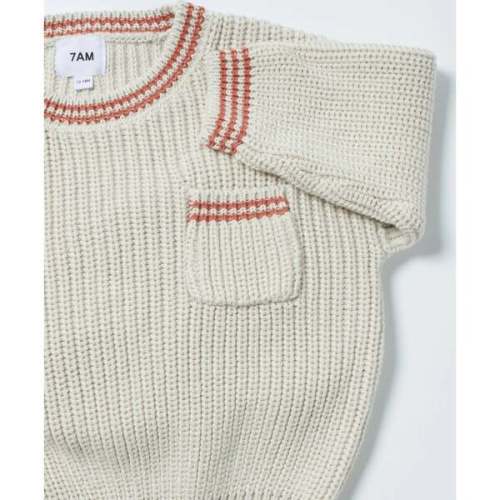 Chunky Tennis Boxy Sweater, Ecru Terracotta - 7AM Enfant | Maisonette