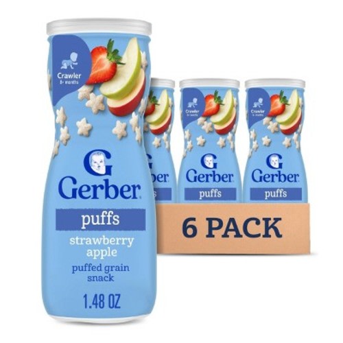 Gerber Strawberry Apple Puffs Baby Snacks - 6pk