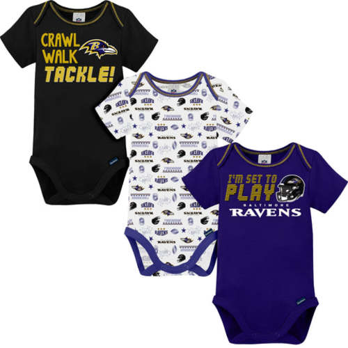 3-Pack Baby Boys Baltimore Ravens Short Sleeve Bodysuits