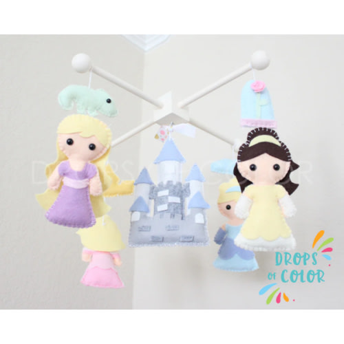 Princess Mobile, Baby Crib Mobile, Princesses Nursery Room Decor – Dropsofcolorshop