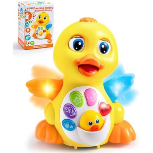 JOYIN Baby Toys Duck, Infant Dancing Crawling Musical Toys 6+ Months, Tummy Time Light Up Learning Duck with Music & Lights, Baby Easter Basket Stuffers Gifts