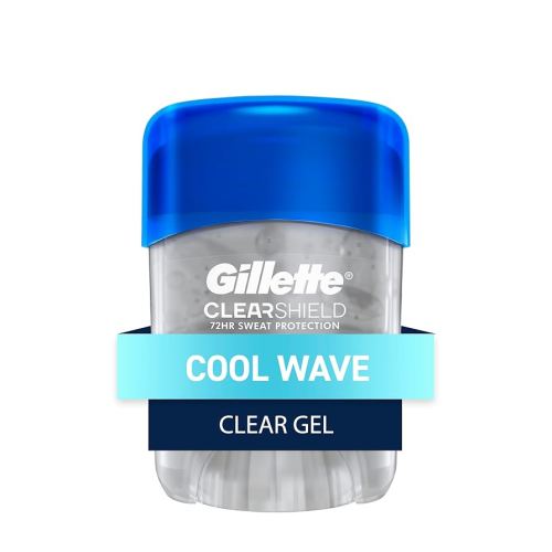 Gillette Antiperspirant and Deodorant for Men, 72hr Sweat & Odor Protection, Long Lasting Freshness, Anti-White Mark Technology, Clear Gel, Cool Wave Scent, 0.5 oz