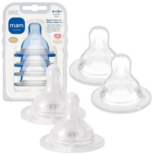 MAM Silicone Baby Bottle Nipple - Fast Flow & Extra Fast Flow - 4pk: Compatible With MAM Bottles