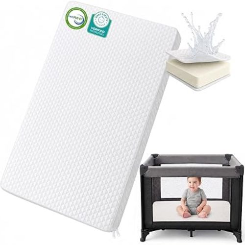 Pro Goleem Waterproof Pack and Play Mattress 38"x26" for Babies White