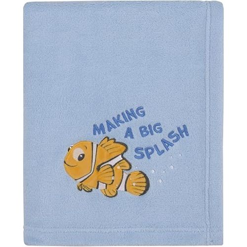 Disney Finding Nemo Cutest Little Catch Light Blue, and Orange Super Soft Appliqued Baby Blanket