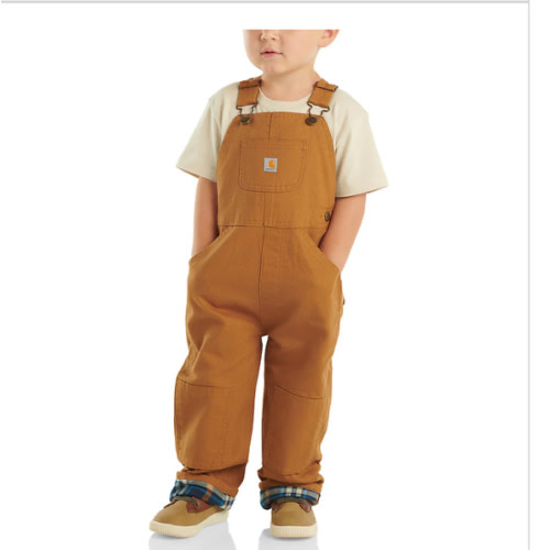 Kids' Canvas Bib Overall Flannel-Lined (Baby/Toddler) | Fall Layering Clothing Essentials | Carhartt