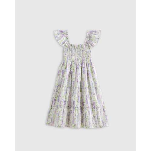100% Organic Cotton Poplin Smocked Dress - Toddler Girl in Wisteria Floral