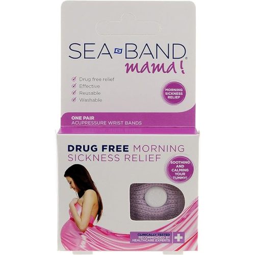 Sea-Band Mama Anti-Nausea Acupressure Wristband for Morning Sickness, Colors May Vary, Pack of 2