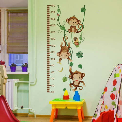 Uscallm Monkey Height Sticker Wall Decal ForKidsRoom, Jungle Animal Growth Chart, Nursery Kindergarten Height Measurement Sticker, Removable Peel and Stick Wall Art, 2-Piece Set - Walmart.ca