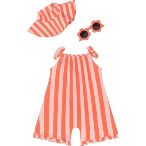 Petit Lem’s Mini Threads Romper Sunhat and Sunglass Set | Nordstromrack
