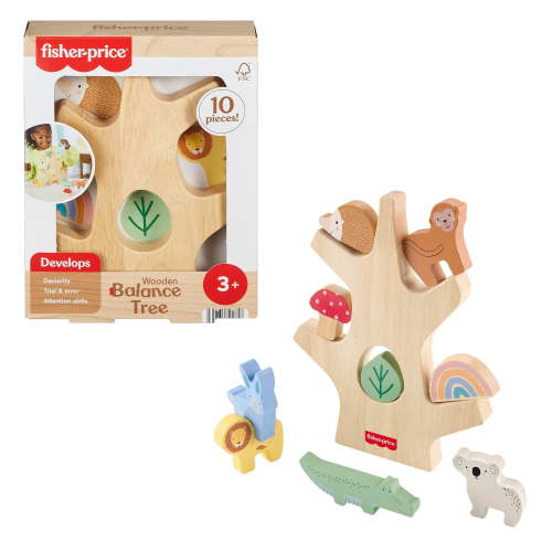 Fisher-Price Wooden Balance Tree Preschool Toy, 10 Wood Pieces