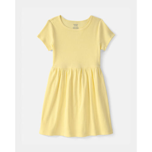Girls Rib Short-Sleeve Dress - Yellow | Carter's