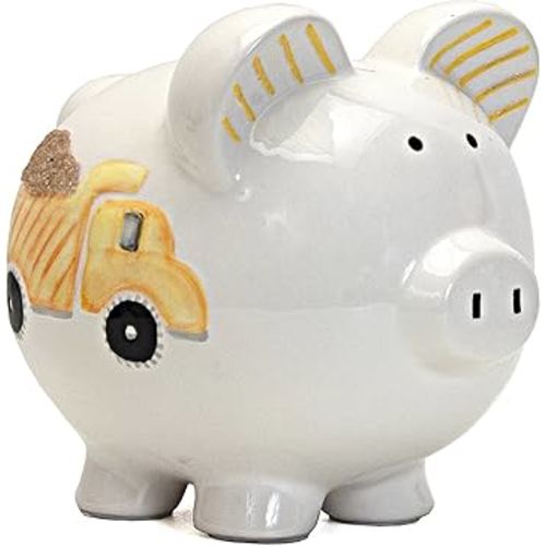 Child to Cherish Ceramic Piggy Bank for Boys, Digger Dump Truck