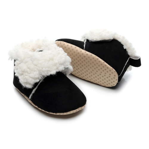 "Gubotare Baby Sock Shoes Baby Boys Girls Soft Plush Slippers Cartoon Toddler Warm Winter House Shoes,Black 0"