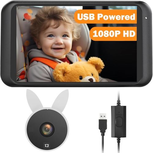 USB Car Camera for Baby : 4.5" Baby Car Camera with 1080P Crystal Clear Mirror View, Easy Installation Carseat Rear Facing Moitor for Kids, HD IR Night Vision Backseat Monitor