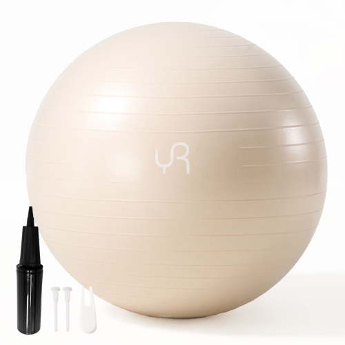 YR 55CM Exercise Ball, Anti-Burst and Slip Resistant Yoga Ball for Pilates and Physical Therapy, White