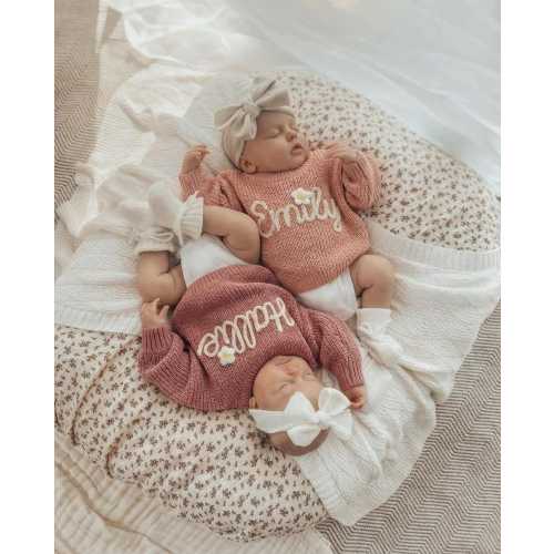 Custom Embroidered Baby Name Sweater: Personalized Knit Crochet Gift, Baby Name Sweater, Knit Sweater,Personalized Gift, Easter sweater