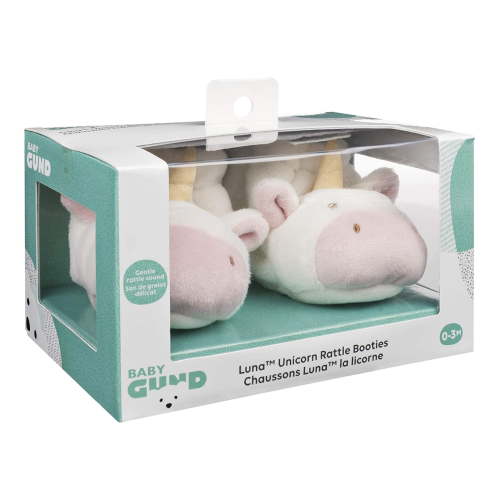 GUND Baby GUND Luna Unicorn Rattle Booties Plush Baby Infant Shoes, White and Pink, One Size Fits All