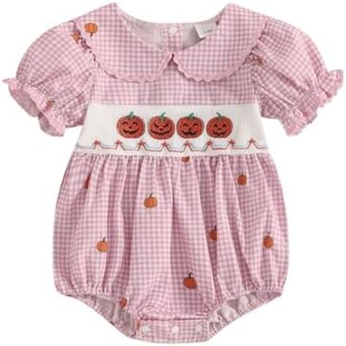 Halloween Baby Clothes Newborn Spider Cat Striped Smocked Romper Infant Bubble Onesie Bodysuit Shirt Fall Outfit